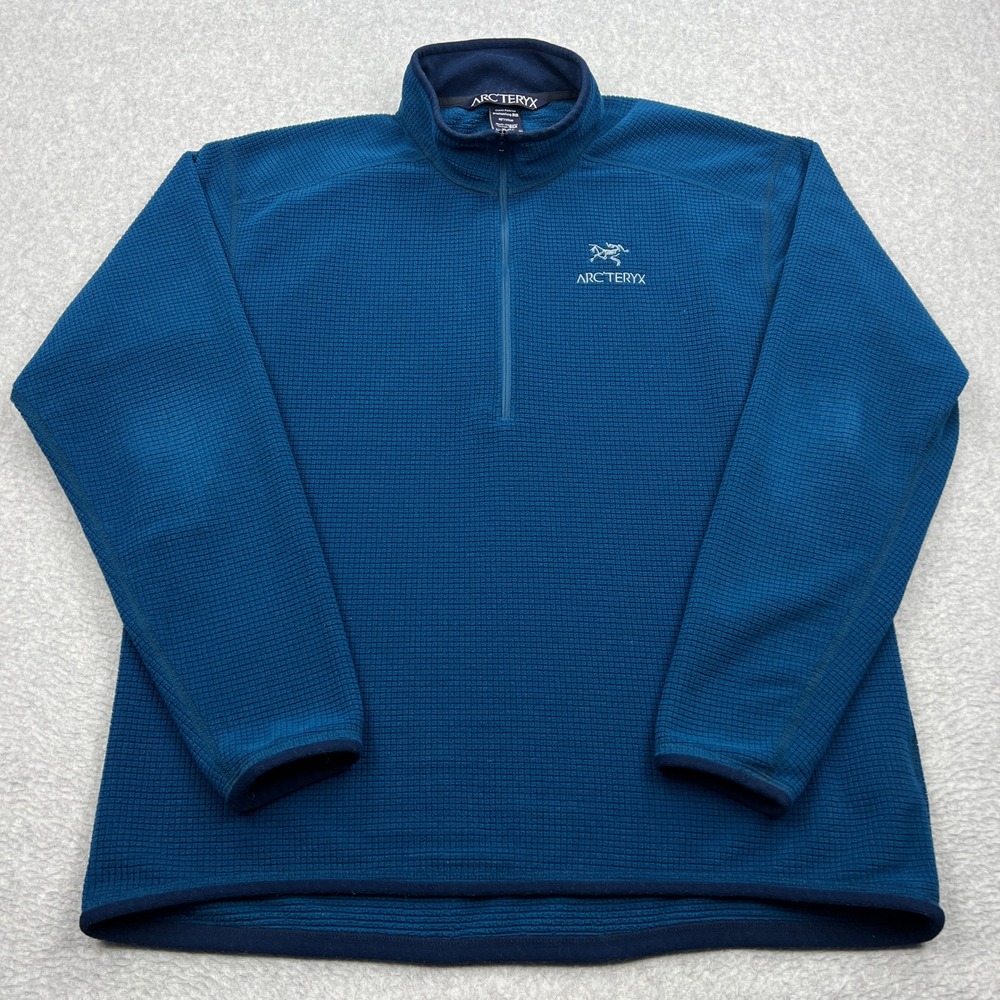 Arc'teryx Delta LT Sweater Mens XL Blue‎ 1/4 Zip Polartec Grid Fleece Pullover